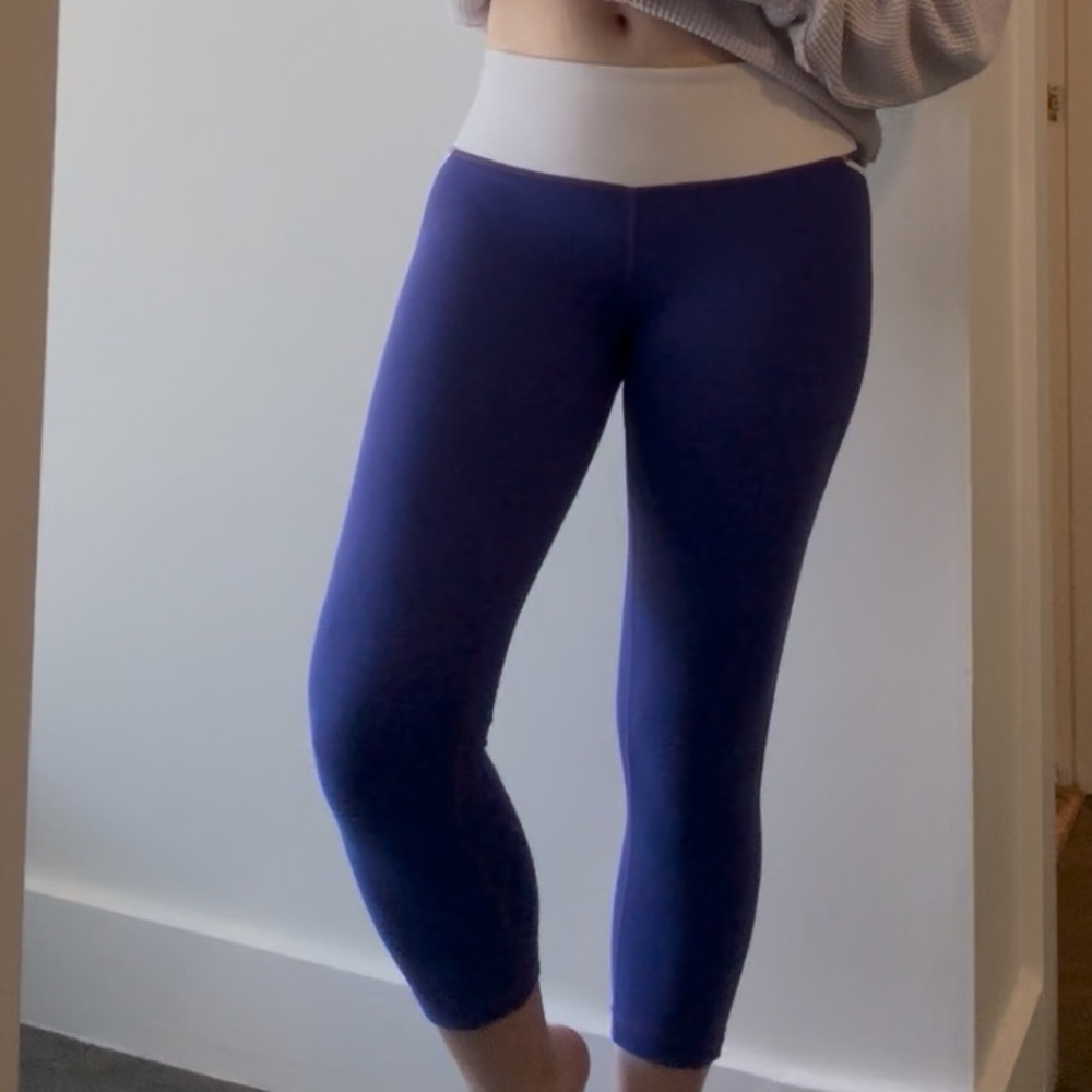 Lululemon Purple Leggings with White Waistband